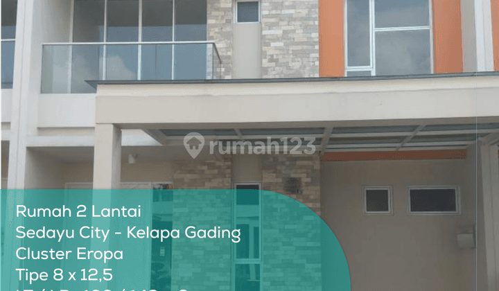 Rumah 2 Lantai Sedayu City Cluster Eropa, Tipe 8x12,5, LT/LB : 100/142 m2, Non Furnished 1