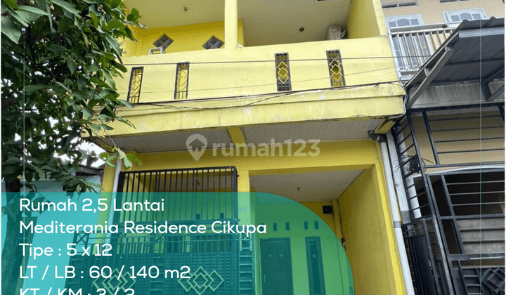 Rumah 2,5 Lantai Mediterania Residence Cikupa, Tipe 5x12, Lt lb 60 140 M2, Full Furnished, SHM 1