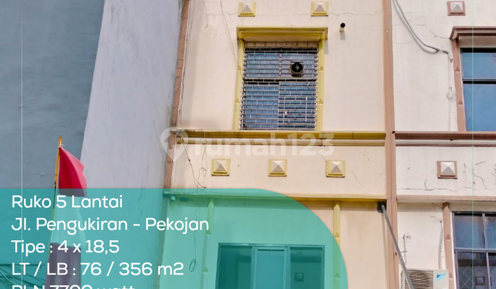 Ruko 5 Lantai Jl Pengukiran Pekojan, Tipe 4x18,5, LT/LB 76/356 m2, Non Furnished, HGB
