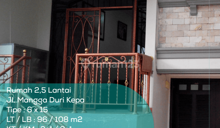 Rumah 2,5 Lantai Jl. Mangga Duri Kepa, Tipe 6x15, Lt lb 96 108, Non Furnished 1