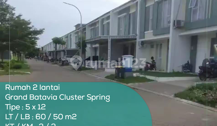 Rumah 2 Lantai Grand Batavia Cluster Spirng, Tipe 5X12, Lt/Lb 60/50 M2, SHM Rumah 2 Lantai Grand Batavia Cluster Spirng, Tipe 5X12, Lt/Lb 60/50 M2, SHM