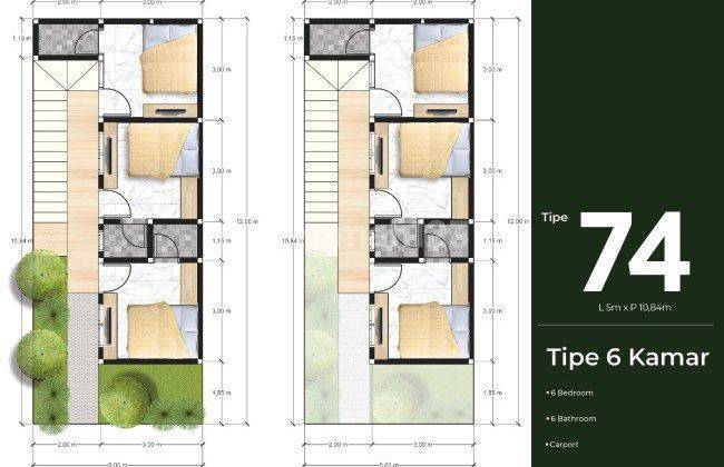 Jual Rumah Kost Dekat Kampus Ipb, 6 Kamar Design Nuansa Bali, Potensi Full Penyewa 2