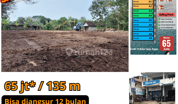 Kaplingan Luas Murah Timur Waduk Mulur Sukoharjo  1