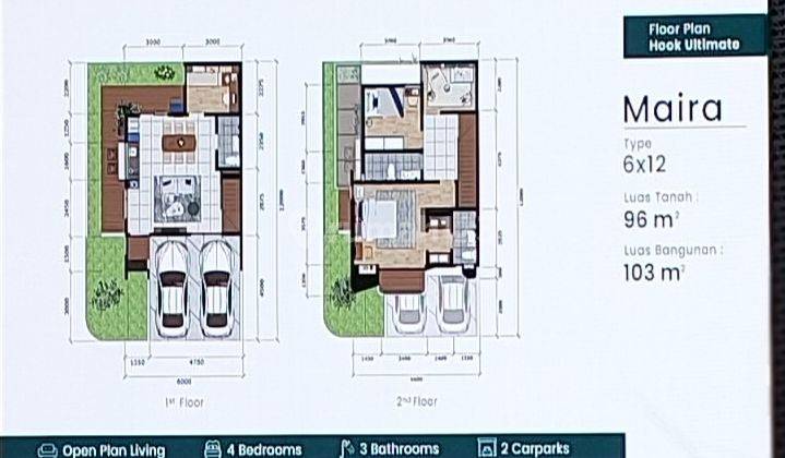 Rumah dengan 4 kamar 2 carport harga hanya 1 m an 2