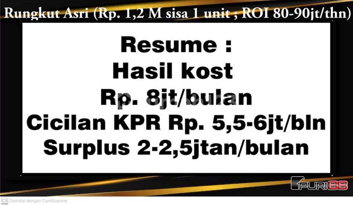 Rumah Rungkut Asri Timur, Modal 300jt-an Sudahjadi Juragan Kos2an
