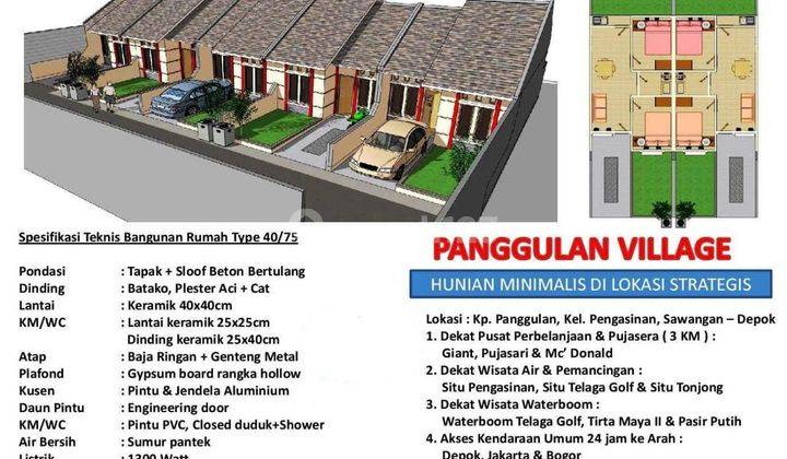 DI JUAL RUMAH BARU SATU LANTAI DI PANGGULAN VILAGE  SAWANGAN DEPOK BISA KPR BANK ATAU KPR PRIBADI  1