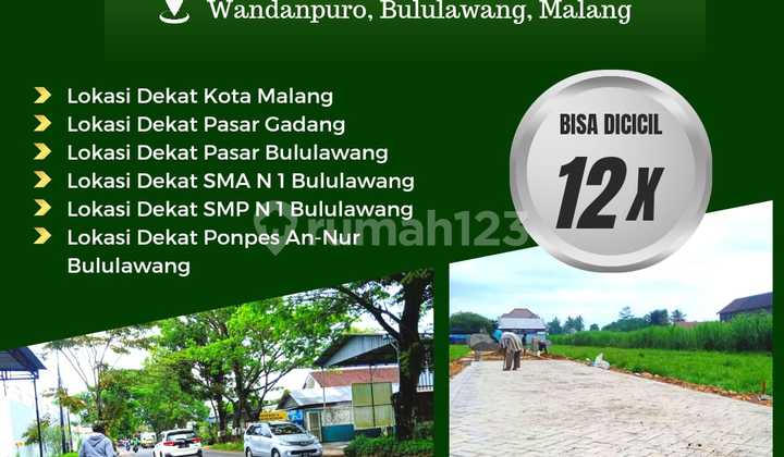 Tanah dijual di wandanpuro 100 mtr dari jl. Raya bululawang 6