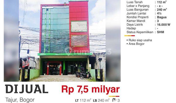 Ruko Siap Usaha Di Tajur, Bogor Area. Cocok Untuk Office Dan Bank 1