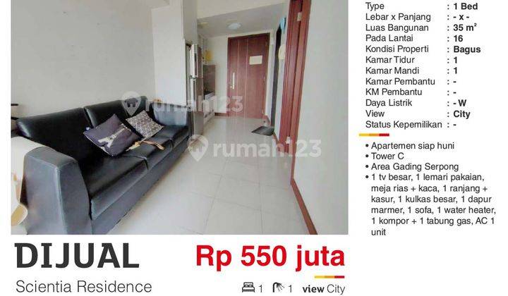 Apartment Scientia Residence, Full Furnished. 1