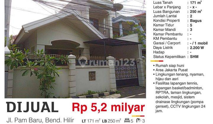 Rumah jln Pam Baru, Bendungan Hilir..Srategis Di Pusat Jakarta 1