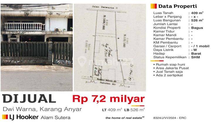 Dijual Rumah Dwi Warna, Karang anyar - Jakpus. 1