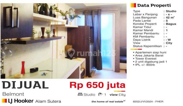 Dijual Apartement Bellmont, Area Jakbar. Lokasi Strategis  1