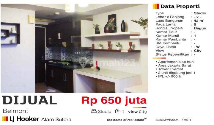 Dijual Apartement Bellmont, Area Jakbar. Lokasi Strategis  2