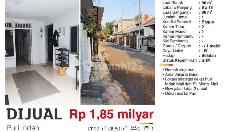 Hitung Tanah , Rumah Tua Di Puri Indah, Jakbar. Dekat Puri Mal 2