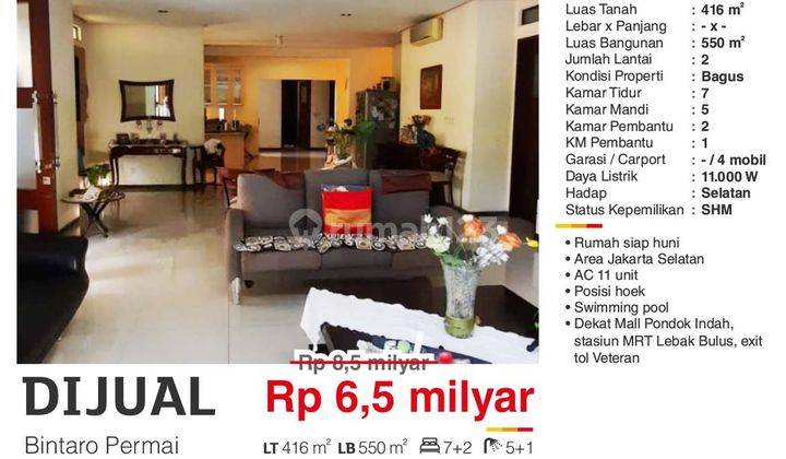 Rumah Hoek Di Kompleks Bintaro Permai, Jakarta Selatan Area 2