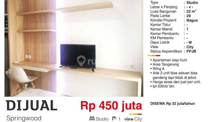 Apartement Springwood Siap Huni, Area Tangerang 2