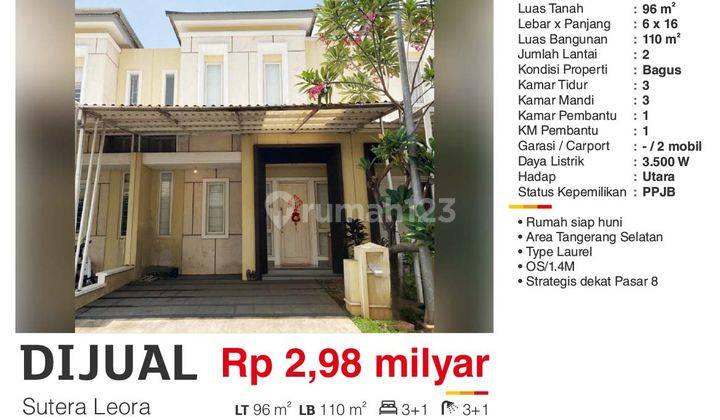 Rumah Cluster Leora, Alam Sutra.Dekat Mall Lw Dan Pasar 8 Alsut 1