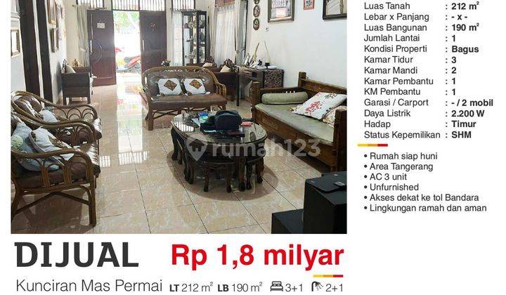 Rumah Di Kunciran Mas Permai, Dekat Akses Tol Bandara 2