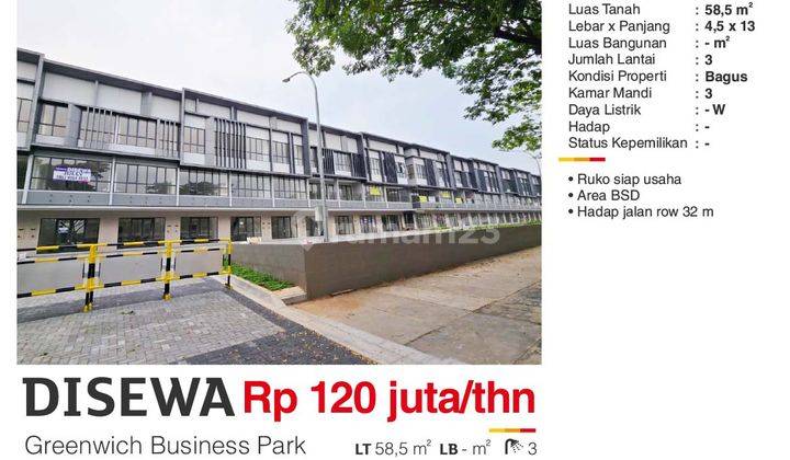 Ruko Siap Usaha Greenwich Business Park, Area Bsd 2