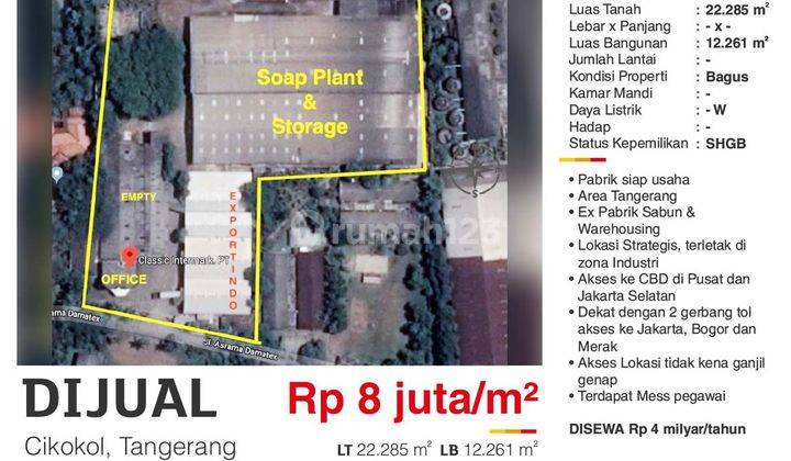 Pabrik Siap Usaha Cikokol Area, Terletak Di Zona Industri. 2