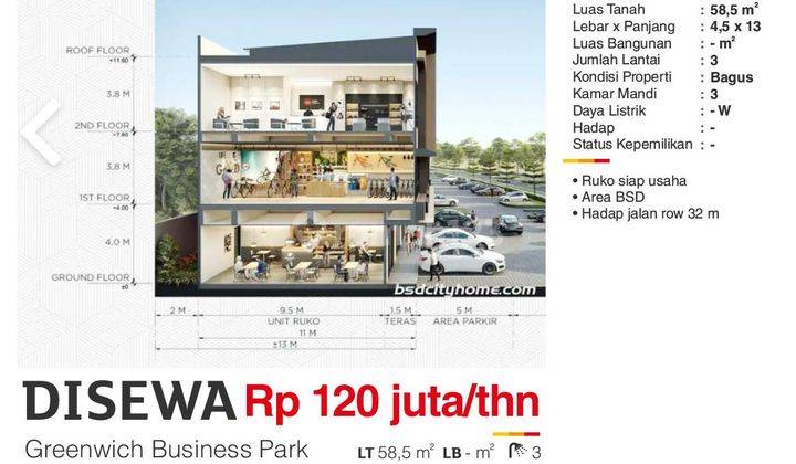 Ruko Siap Usaha Greenwich Business Park, Area Bsd 1