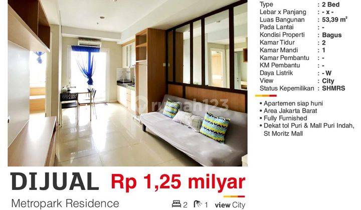 Apartemen 2br Metro Park Residence, Kedoya Jakarta Barat 2