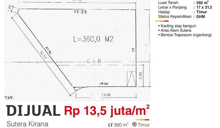 Kavling Siap Bangun, Sutera Kirana Alam Sutra 1