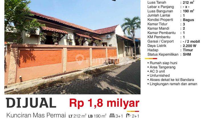 Rumah Di Kunciran Mas Permai, Dekat Akses Tol Bandara 1