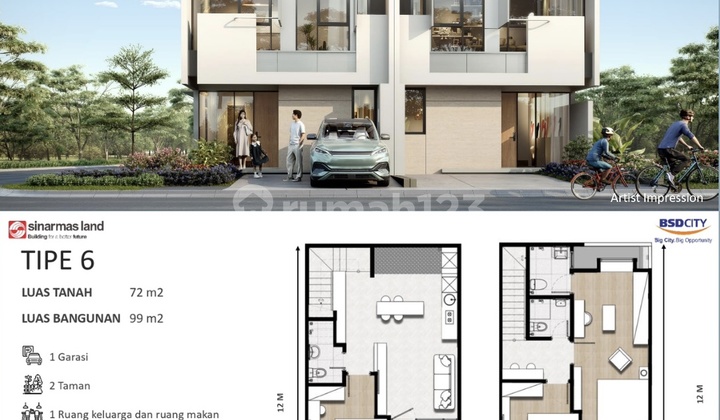 Rumah Modern 2 Lantai Dipusat Bsd Dekat Mall & Sekolah