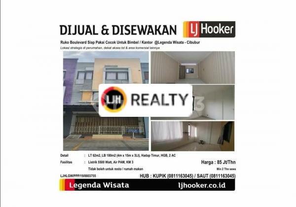 Dijual atau Disewakan Ruko 3 Lantai Posisi Strategis @Legenda Wisata - Cibubur Dijual atau Disewakan Ruko 3 Lantai Posisi Strategis @Legenda Wisata - Cibubur