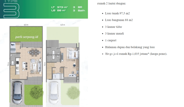 CENDANA LIVIN PARK SERPONG TYPE 3 2