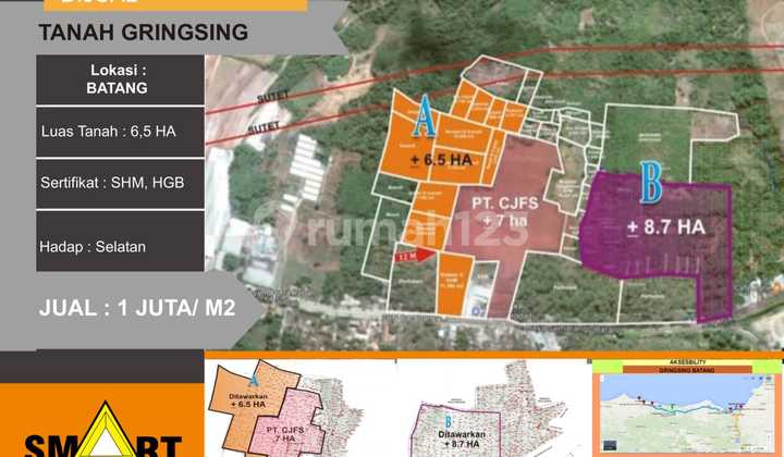 Jual Tanah industri Grinsing Batang jalan utama Pantura  1