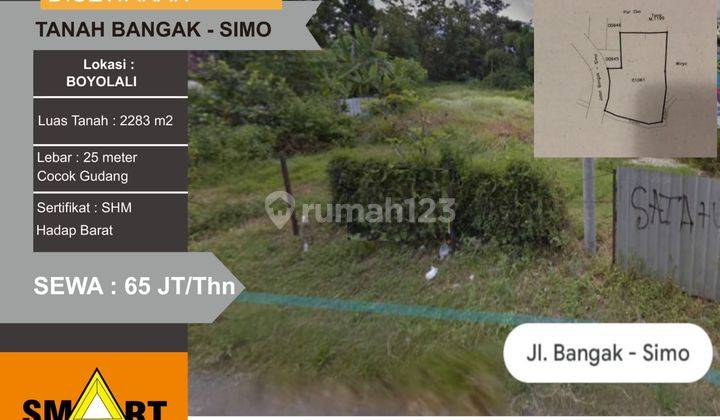 Sewa tanah Bangak Simo Boyolali dekat tol cocok gudang 1