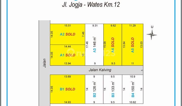 Tanah Murah Dekat Pasar Gamping, Harga 1 Jt An M 2