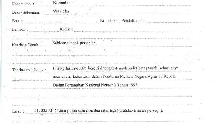 Di Jual Tanah Los Pantai View Sunset Di Wara Loka 7