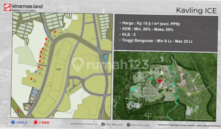 Kavling Komersial di BSD City, Kavling ICE , Hrg16.5jt/m2,HARGA PROMO KAV KOMERSIL,luas 6.283 sampai luas 7303m,BSD ,Tangerang, BSD City 1