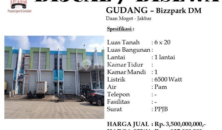 Dijual Dan Disewa Gudang Bizzpark Daan Mogot Jakarta Barat 1