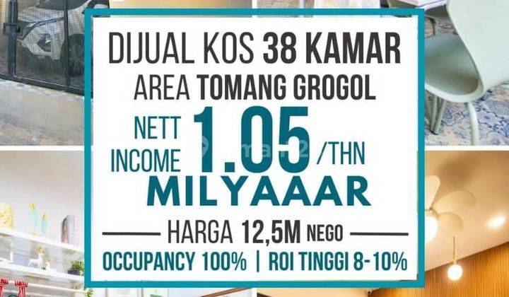 Dijual Cepat Rumah Kost 38 - Kamar,hadap Timur. Lokasi Strategis Tomang Diamond Residence ( Tdr) .investasi Yang Menguntungkan. 1