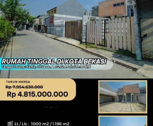 Rumah Luas Tanah 1000 Mtr Jual Lelang Jati Cempaka Pondok Gede  1