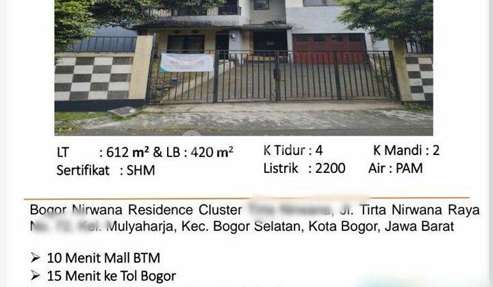 Rumah 2 Lantai Dalam Cluster Bogor Nirwana Residence  1