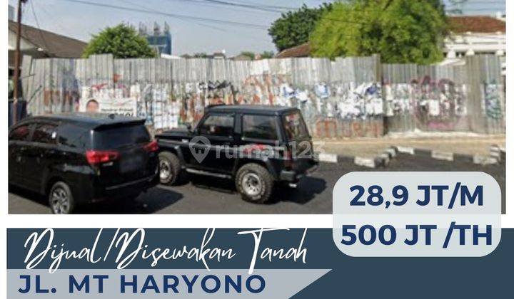 Disewakan Tanah Jl. Mt Haryono  2