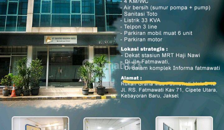 Ruko dilokasi  komersil yang strategis di ITC Fatmawati 1