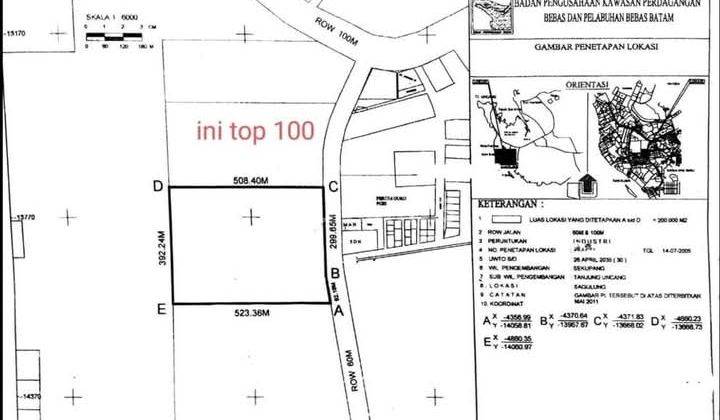 Dijual Lahan 20 Ha (20.000)m² Tanjung Uncang Batu Aji  1