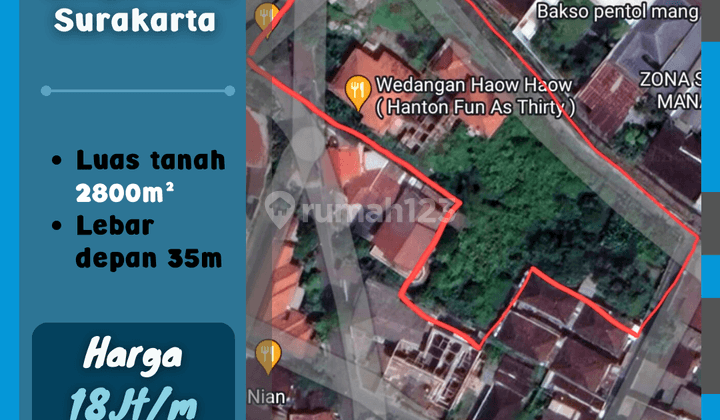 Tanah 2800m2 Banjarsari Surakarta  1