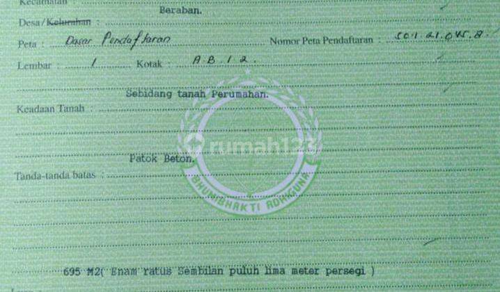  Dijual Tanah Lokasi Pantai Nyanyi , Harga Dibawah Pasaran , Lskni 2