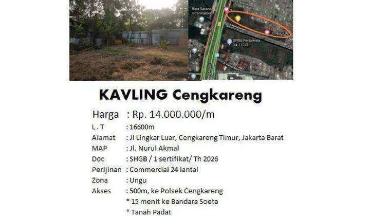 Kavling Di Cengkareng, Lt 16600m2 Harga 14jt/M 1