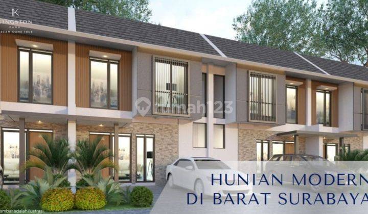 A.44C.Rumah Kingston Park Residence di Barat Surabaya - (HOT SELLER - STOK MENIPIS) - Minimalis, Paling MURAH & Cicilan Enteng Puoool (Grade A+++)  2