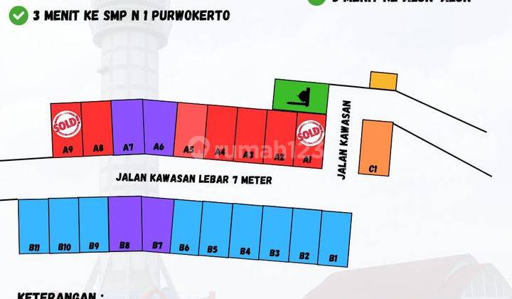 Tanah Kavling dekat Menara Teratai, Alun Alun Purwokerto Bisa Kredit  1