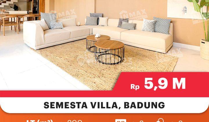 Villa Mewah 2lt Fully Siap Huni Dekat Ubud &furnished Canggu, Badungspesifikasi : Luas Tanah : 200m²luas Bangunan : 183m²tingkat : 2kamar Tidur : 3kamar Mandi : 3pln : 10.600 Wattair : Sumur Carport : 1hadap : Barat Shm Harga 5,9 Miliar Negotiable  2