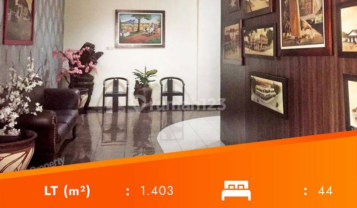 Hotel For Sale : Serayu, Malang
Rp. 14.000.000.000

Spesifikasi :
• Luas Tanah : 1.403 m2
• Luas Bangunan : 1.400 m2
• Kamar Tidur : 44
• Kamar Mandi : 44
• Orientasi : Tenggara
• Air : PDAMSumur
• Listrik: 16.000
• AC 9 Unit
• Water Heater 18 unit
• Stat 2